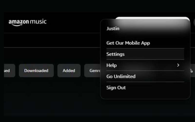 click Settings Amazon Music | Download Amazon Music HD or Ultra HD