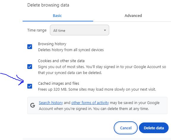 click Delete data | Amazon Music Playback Error