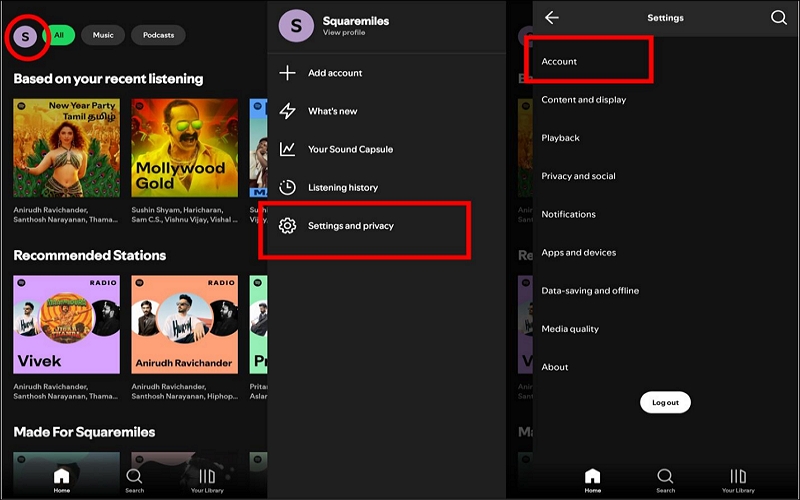 tap Account | Cancel Spotify Premium Subscription