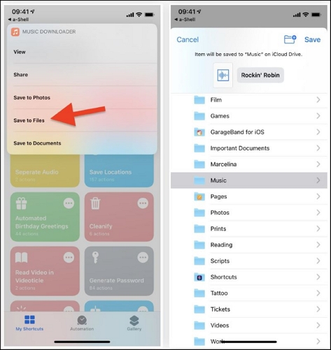 choose Save to Files | Download Songs from Spotify on iPad