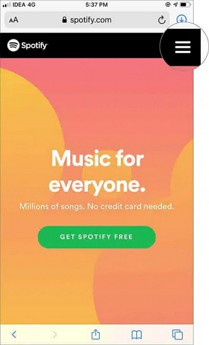 tap Menu icon | Download Songs from Spotify on iPad