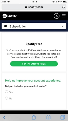 select Try Premium Free | Download Songs from Spotify on iPad