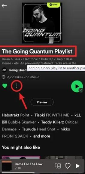 click three dots | Combine Spotify Playlists